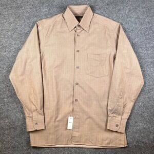 Ermenegildo Zegna Shirt Mens M Brown Striped Long Sleeve Button Up NEW NWT $274